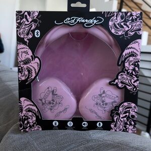 Ed Hardy Pink Wireless Headphones